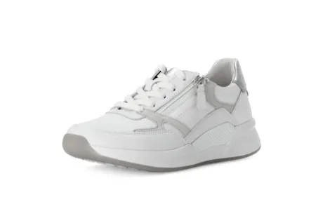 Rolling Soft White and Silver Mini Wedge Trainer|8695850