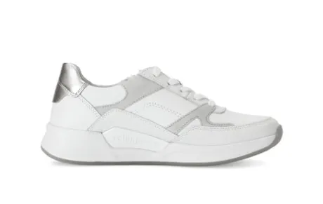 Rolling Soft White and Silver Mini Wedge Trainer|8695850