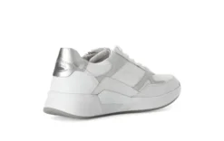 Rolling Soft White and Silver Mini Wedge Trainer|8695850