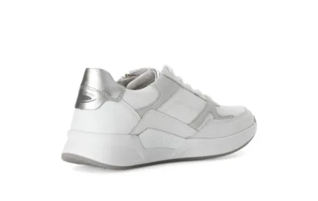 Rolling Soft White and Silver Mini Wedge Trainer|8695850