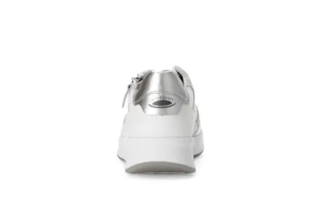 Rolling Soft White and Silver Mini Wedge Trainer|8695850
