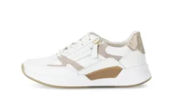 Rolling Soft White and Taupe Wedge Trainer|8695852