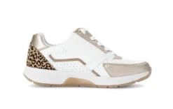 Rolling Soft White, Gold and Leo Print Trainer|8687853