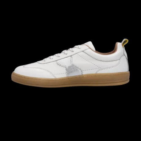 Salamander White and Silver Leather Trainer|F31ARN0320