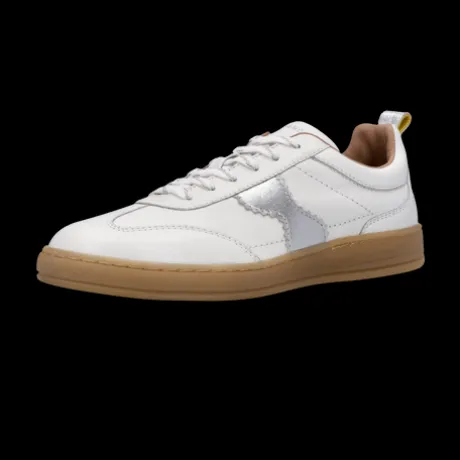 Salamander White and Silver Leather Trainer|F31ARN0320