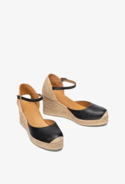 Unisa black Leather Espadrille|CACE26BK