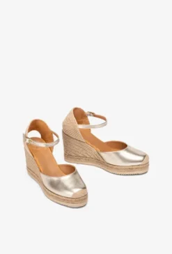 Unisa Gold Leather Espadrille|CASTIL26G