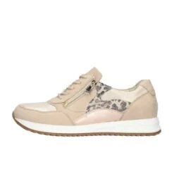 Waldlaufer Wide Fit Beige and Animal Print Trainer|752016921