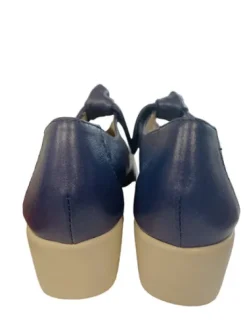 Wonders Blue Leather Wedge Slip On|C33159B