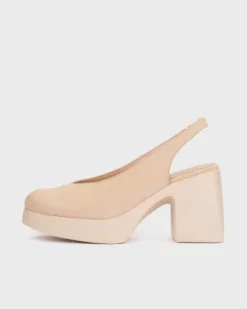 Wonders Nude Leather Platform Sling Back|H4990B