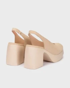 Wonders Nude Leather Platform Sling Back|H4990B