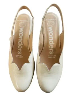 Wonders Off White Patent Wedge Sling Back|C33260O