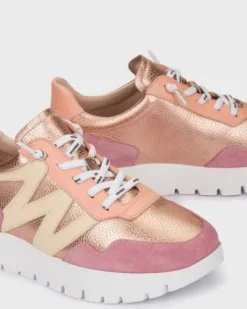 Wonders Pink and Yellow Wedge Trainer|A24101B