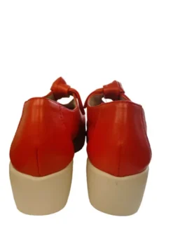 Wonders Red Soft Leather Wedge Slip On|C33159F