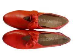 Wonders Red Soft Leather Wedge Slip On|C33159F