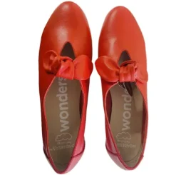 Wonders Red Soft Leather Wedge Slip On|C33159F